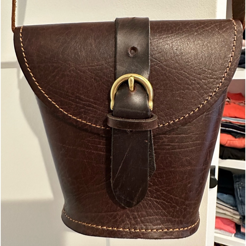 Small handmade real leather mini crossbody bag